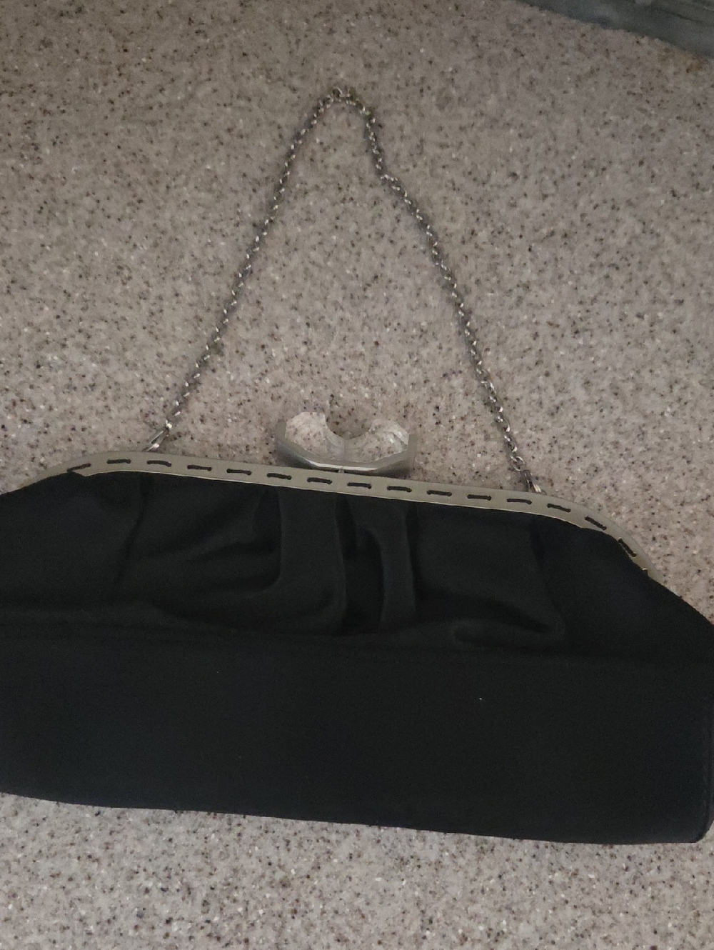 Black Evening Chain-Clasp Clutch Bag - Unbranded